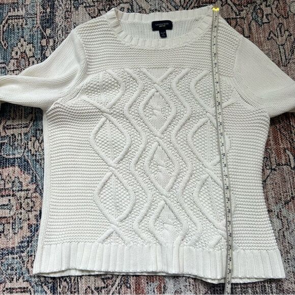 Lands End Drifter Cable Knit Wool Sweater Winter White Ivory Size Extra Large - Picture 6 of 9